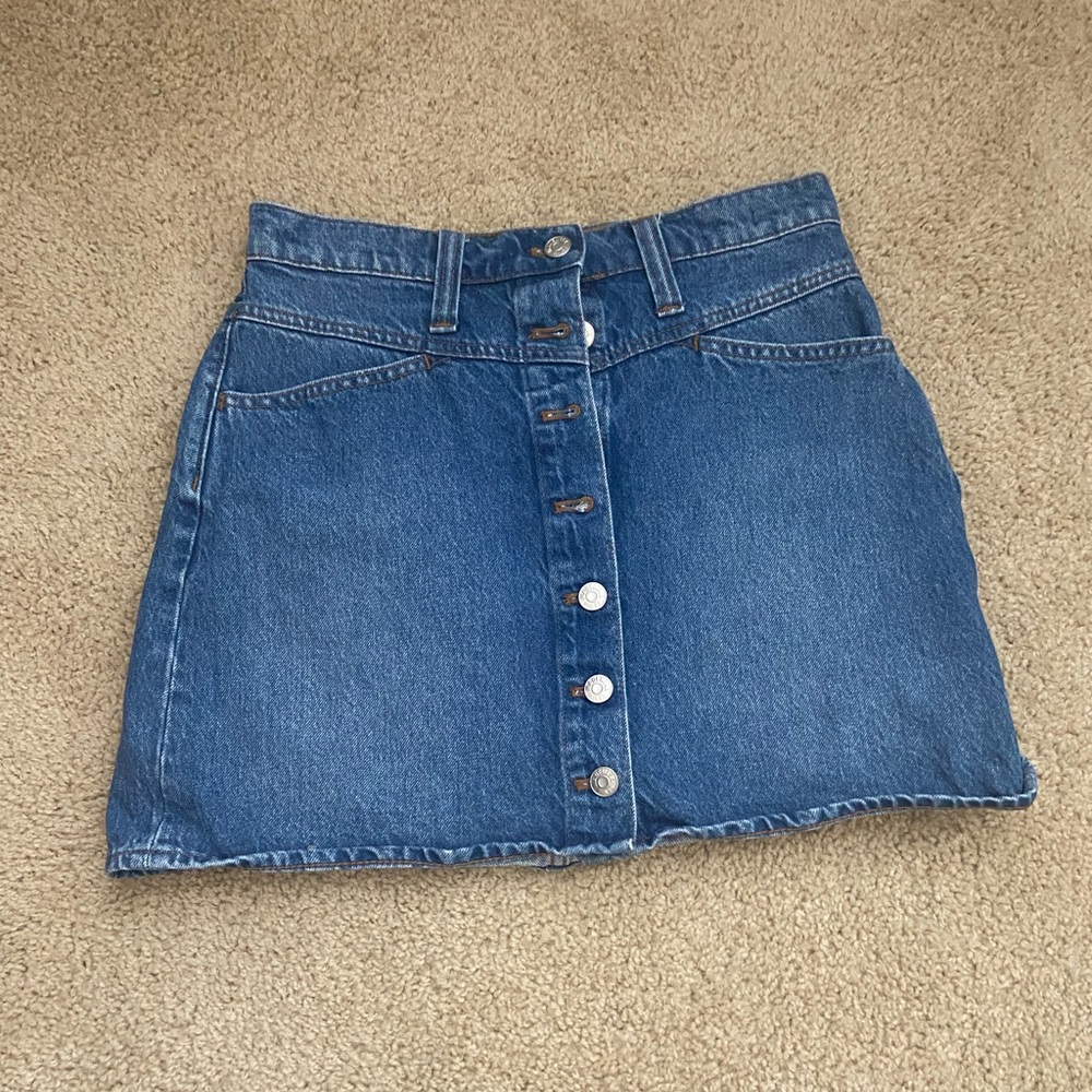 Madewell Stretch Denim A-Line Snap Mini Skirt / 26 / CHAUMONT WASH